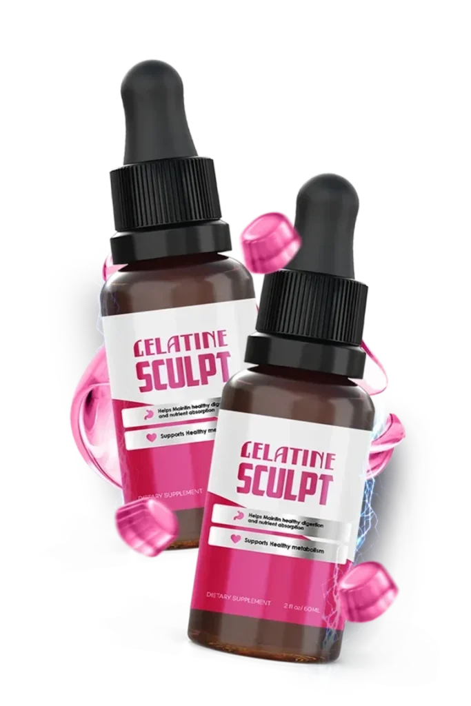 Main presentation of Gelatine Sculpt supplement bottles against a high-converting background.